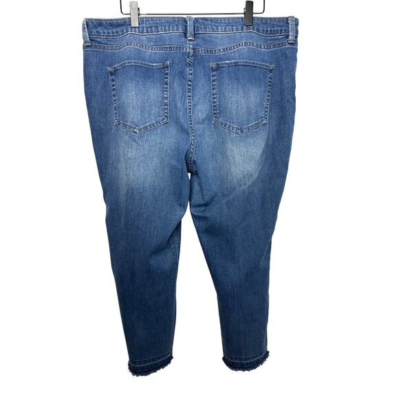 ANA Skinny Ripped Cropped Jeans Womens 18 Blue Side Stripe Raw Hem Denim - Picture 2 of 10